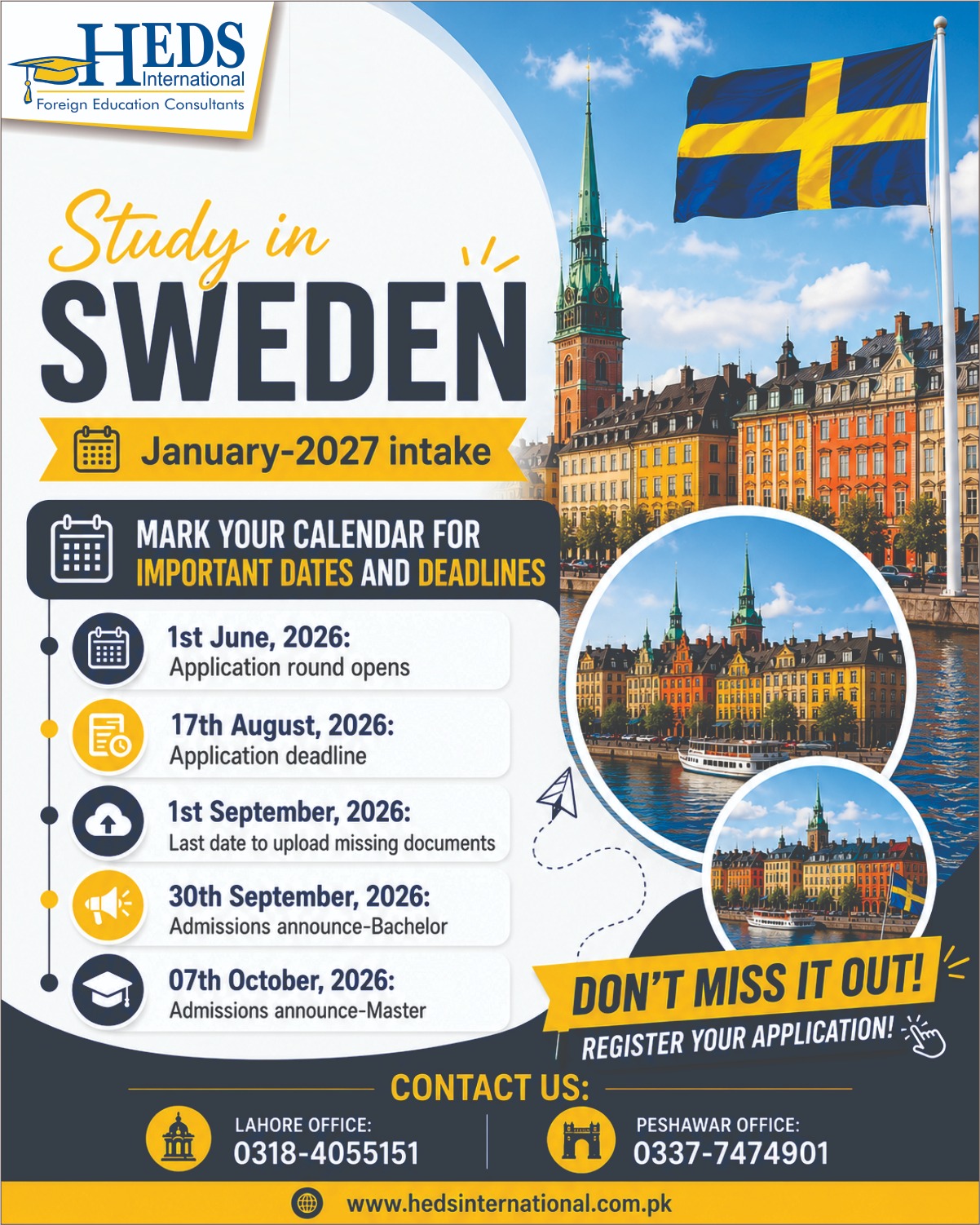 applying to Sweden for the January 2027 intake.