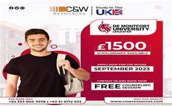 Study at DE Montfort University and get up to FIFTEEN THOUSAND POUNDS SCHOLARSHIP.