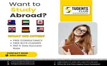 Students Club provides study in uk, study in canada, study in USA, study in Australia, Study in Europe, Study in Dubai