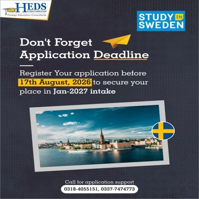 Reminder: Sweden Jan 2027 Intake Application Deadline is Approaching!