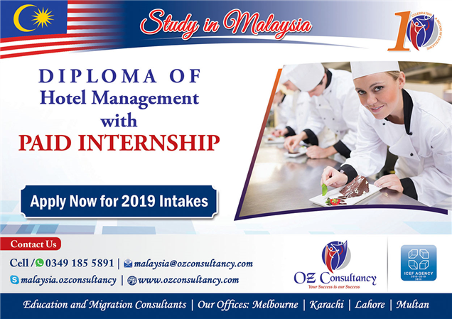 Diploma in Hotel Management with Paid Internship - Malaysia..!!