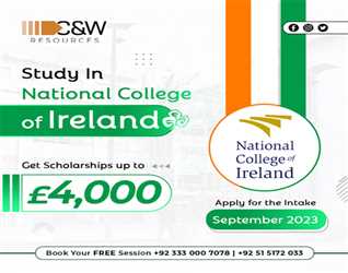 Study in National College of Ireland with C&W Education Consultants and get up to FOUR THOUSAND POUNDS SCHOLARSHIP.