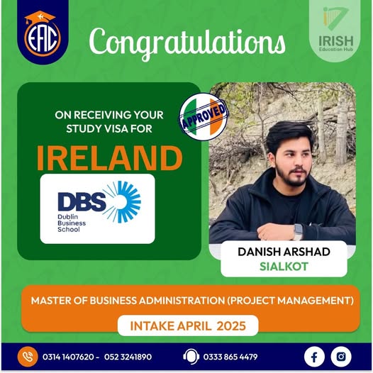 Congrats DANISH ARSHAD on getting ireland visa