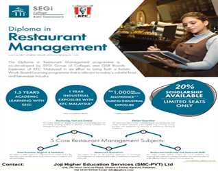 Diploma in Resturant Management - Malaysia