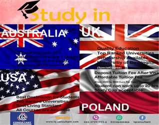 Study In UK, USA, Canada, Australia,Poland. without any problems and make a secure future.