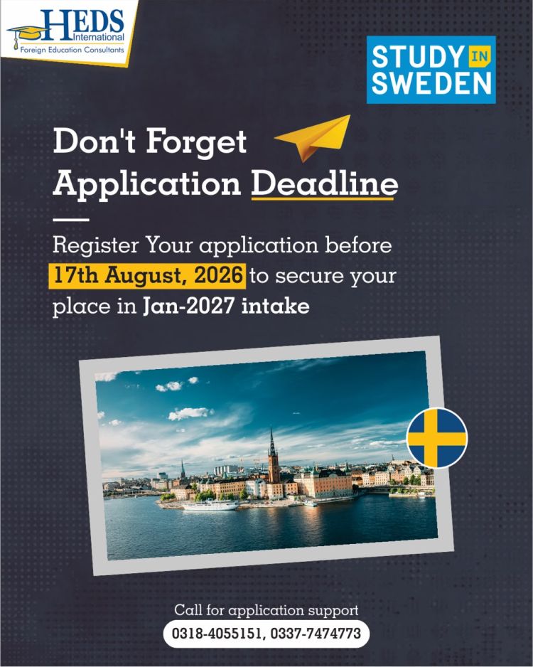 Reminder: Sweden Jan 2027 Intake Application Deadline is Approaching!