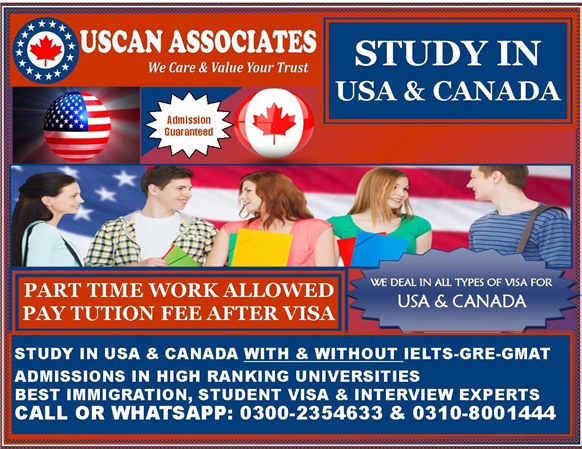 STUDY IN USA & CANADA WITH & WITHOUT IELTS % ADMISSION GUARANTEED